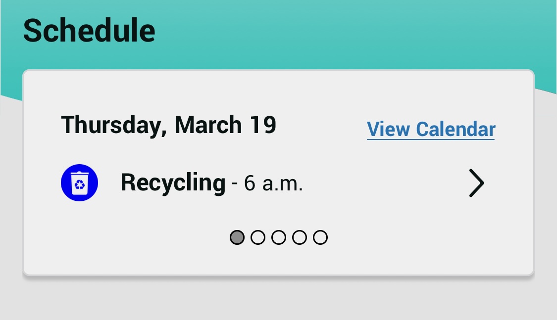 Recycle Coach pickup schedule view